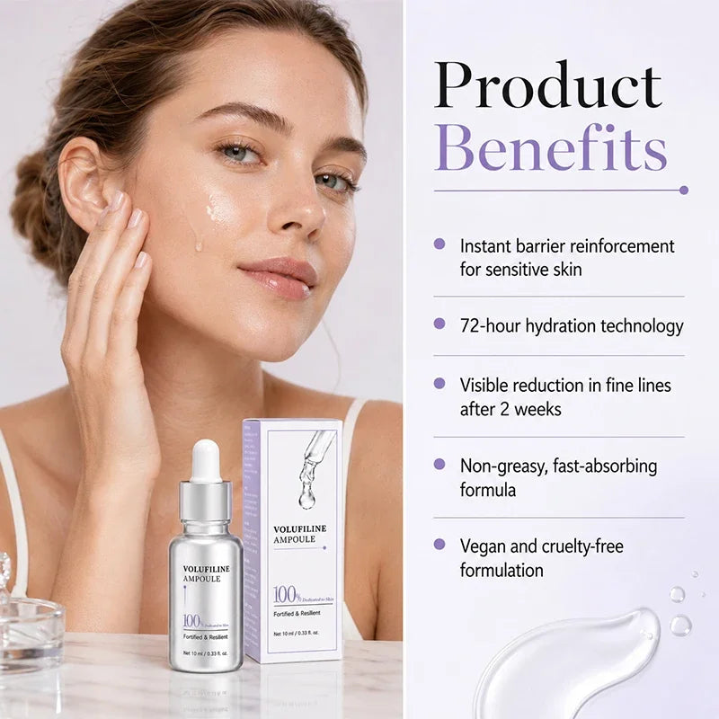 Volufiline Asiatica Ampoule 10ml Plumping Soothing Facial Serum Hydrating Moisturizing Essence Gentle Daily Skin Care Ampoule