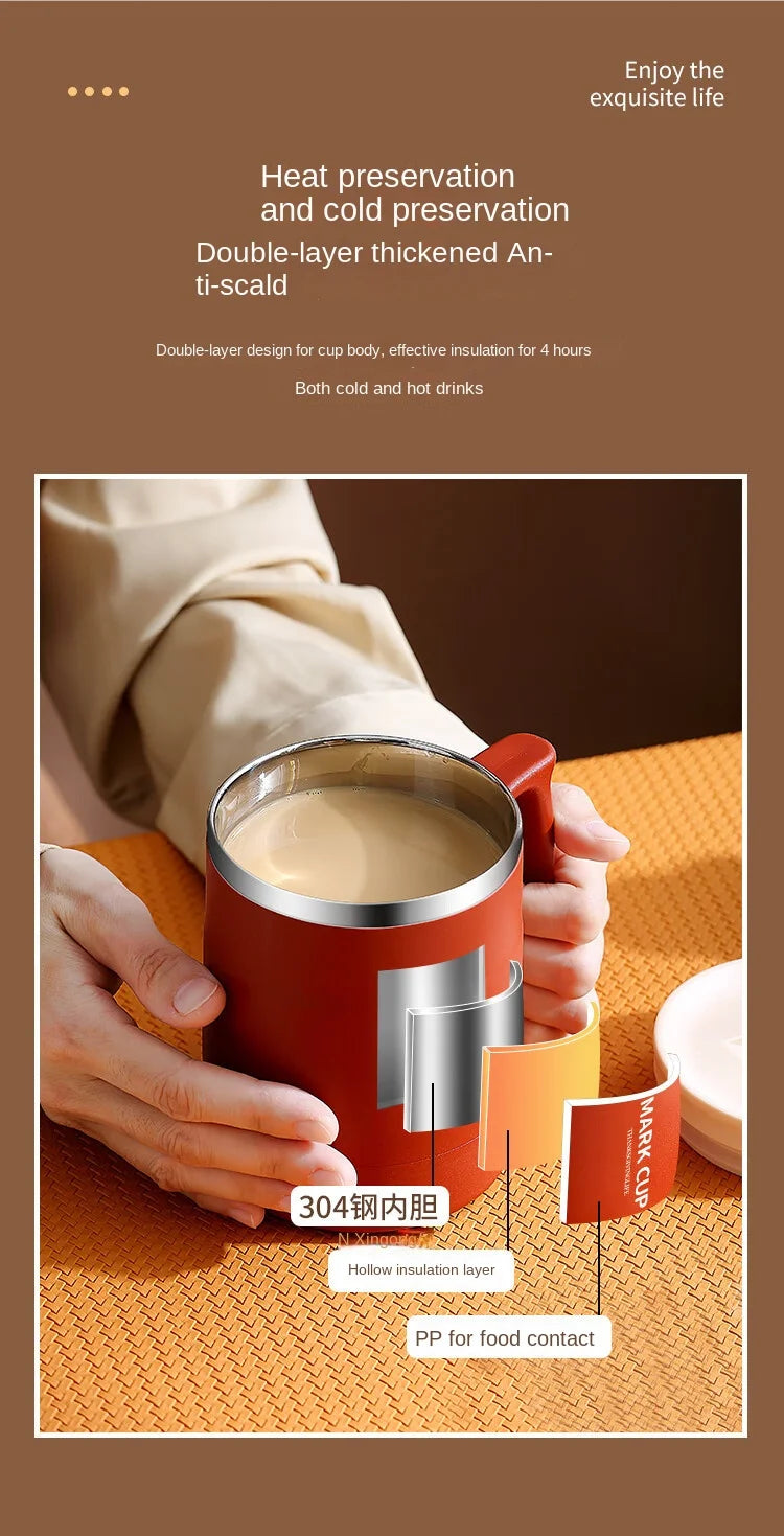 304 Stainless Steel Mug with Lid and Spoon Office Water Cup  High Aesthetic Coffee Cup, Breakfast Cup Water Bottles