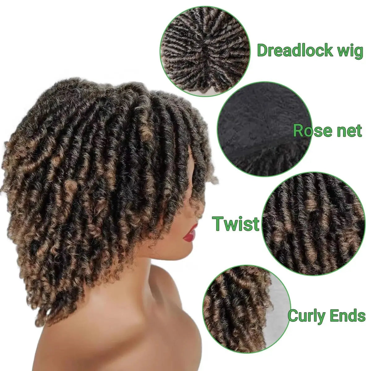 Wigs for Black Women Afro Curly Twist Wigs Braiding Synthetic Wig Heat Resistant Fiber Breathable Faux Locs Braids Hair Wigs wit