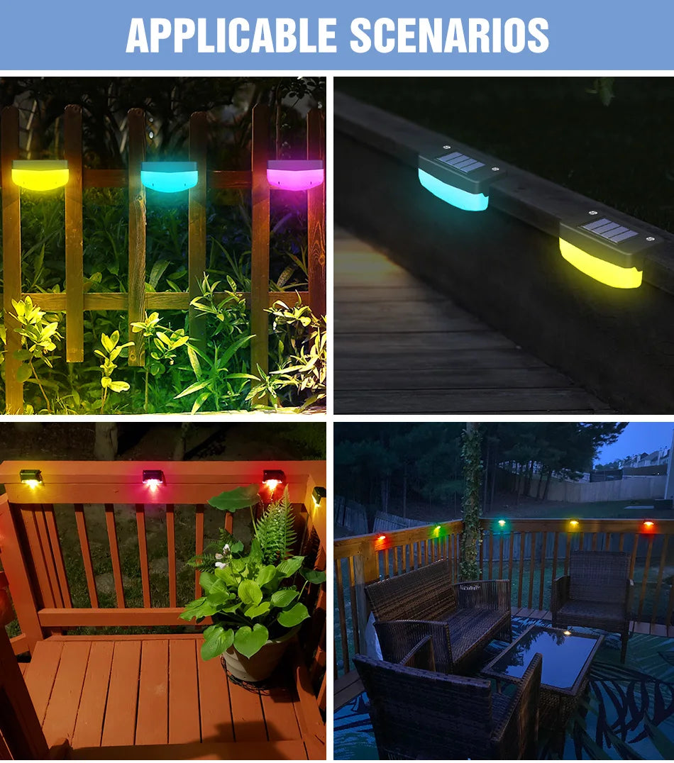 Solar LED Lamp Outdoor Stairs Step Lights Waterproof Garden Courtyard Railing Fence Corridor Atmospheric Decoration Lighting