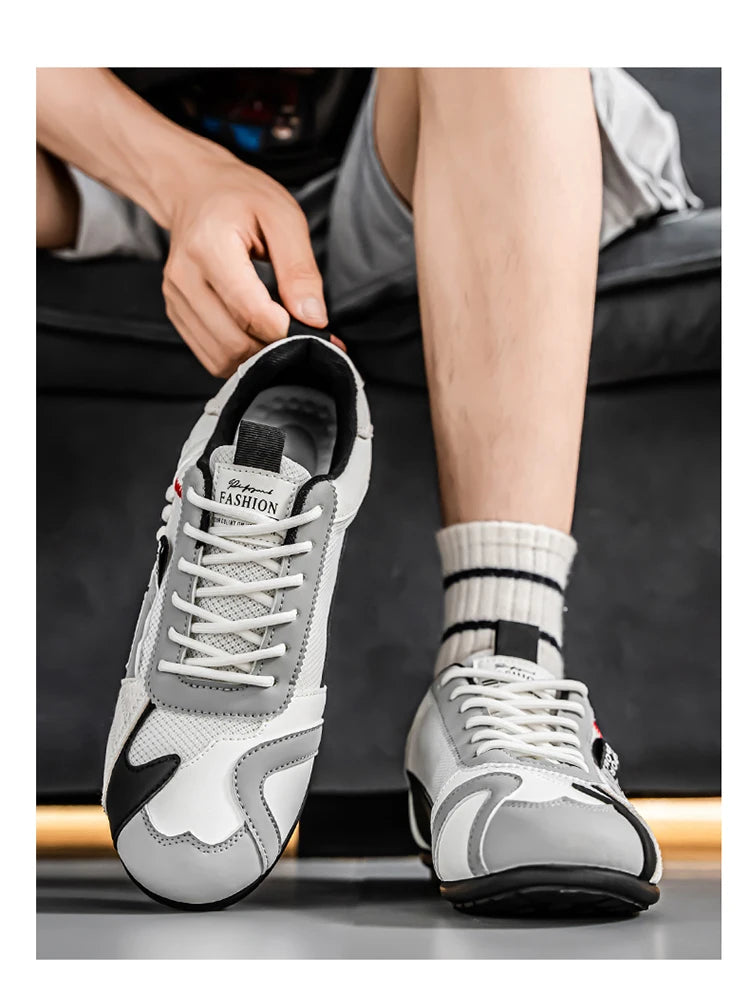 Men's Trendy Black and Gray Color-Blocked Mesh Breathable Casual Sports Shoes, Summer Thin Retro Forrest Gump Shoes, Lightweight Soft-Soled Shock-Absorbing Non-Slip Versatile Wear-Resistant Men's Shoes