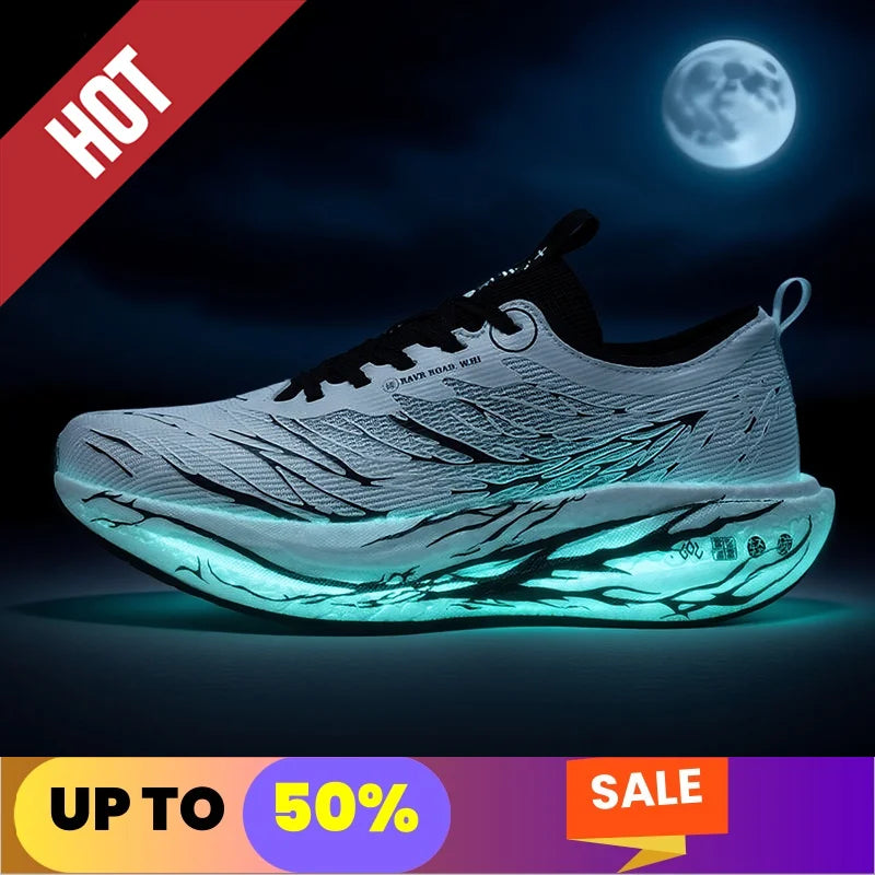 Fluorescence Running Shoes CarbonBoard Marathon Men Sports Breathable Women's Comfortable Athletic Sneakers Soft Wear Resistant
