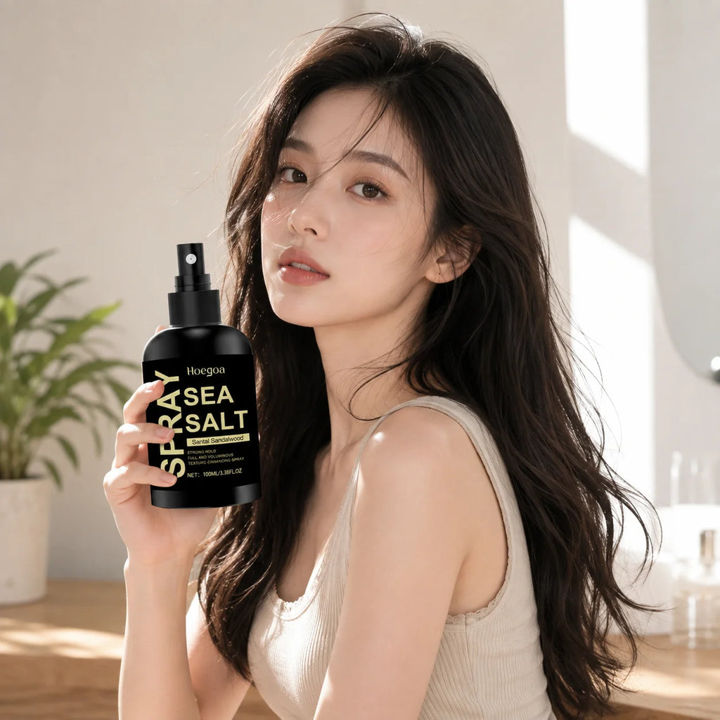 Hoegoa Sea Salt Spray Long‑Lasting Hold Add Hair Volume Anti‑Frizz Hair Strengthening Sandalwood Scent Daily Hair Styling Spray