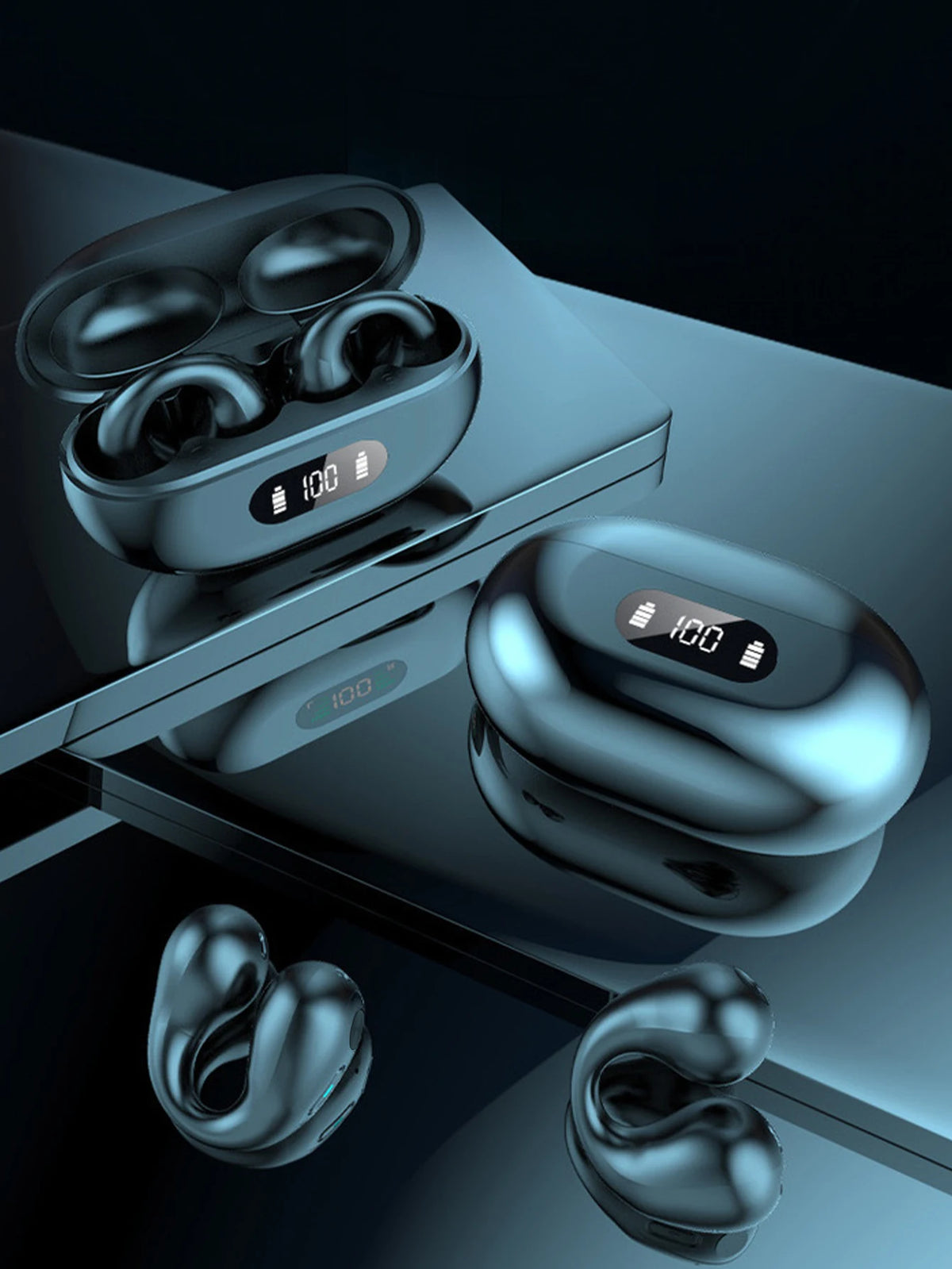 Wireless Clip-on Bluetooth Earphones with Ergonomic Secure Fit, Premium Audio Sound, IP Rated Waterproof for Sports Workout