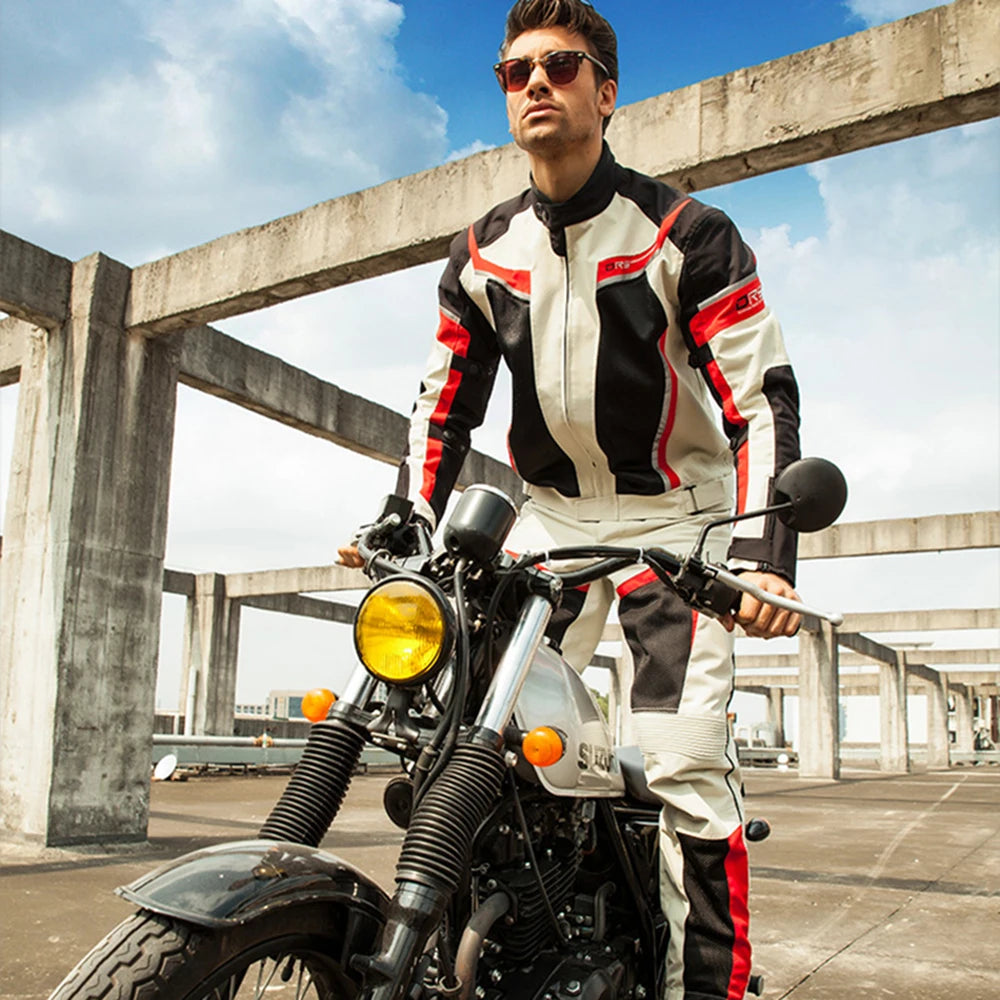 DUHAN Summer Motorcycle Jacket Man Riding Jacket + Motorcycle Pants Suit Breathable Mesh Jacket Moto Pants Suit 9 Style