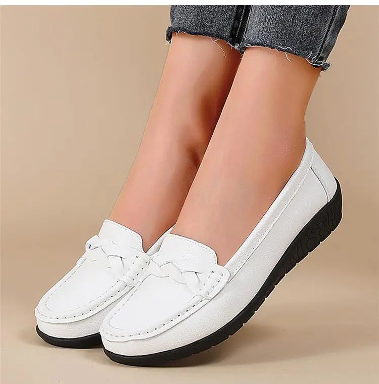 Genuine Leather Fashion Women Flats Outdoor Ballet Flats Moccasins Women's Shoes Retro Women Shoe Oxford Plus Size Zapatos Mujer