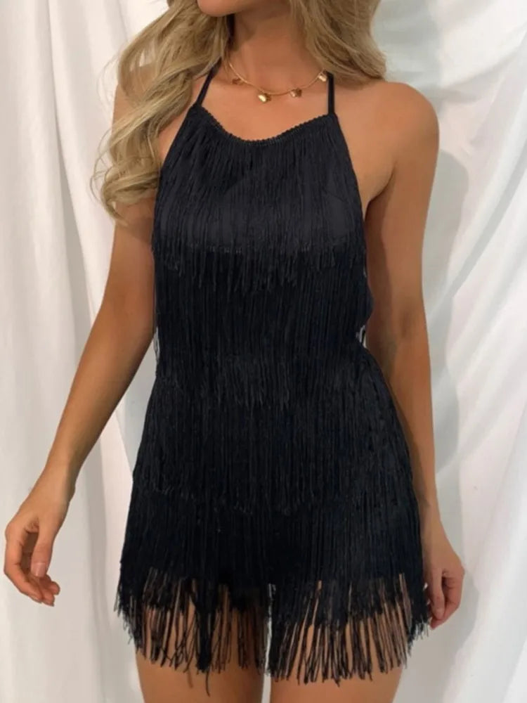 Sexy Spaghetti Strap Dress Jumpsuit Women's New Fashion Elegant Casual Solid Backless Beach Party Lady Jumpsuits Womens Clothing
