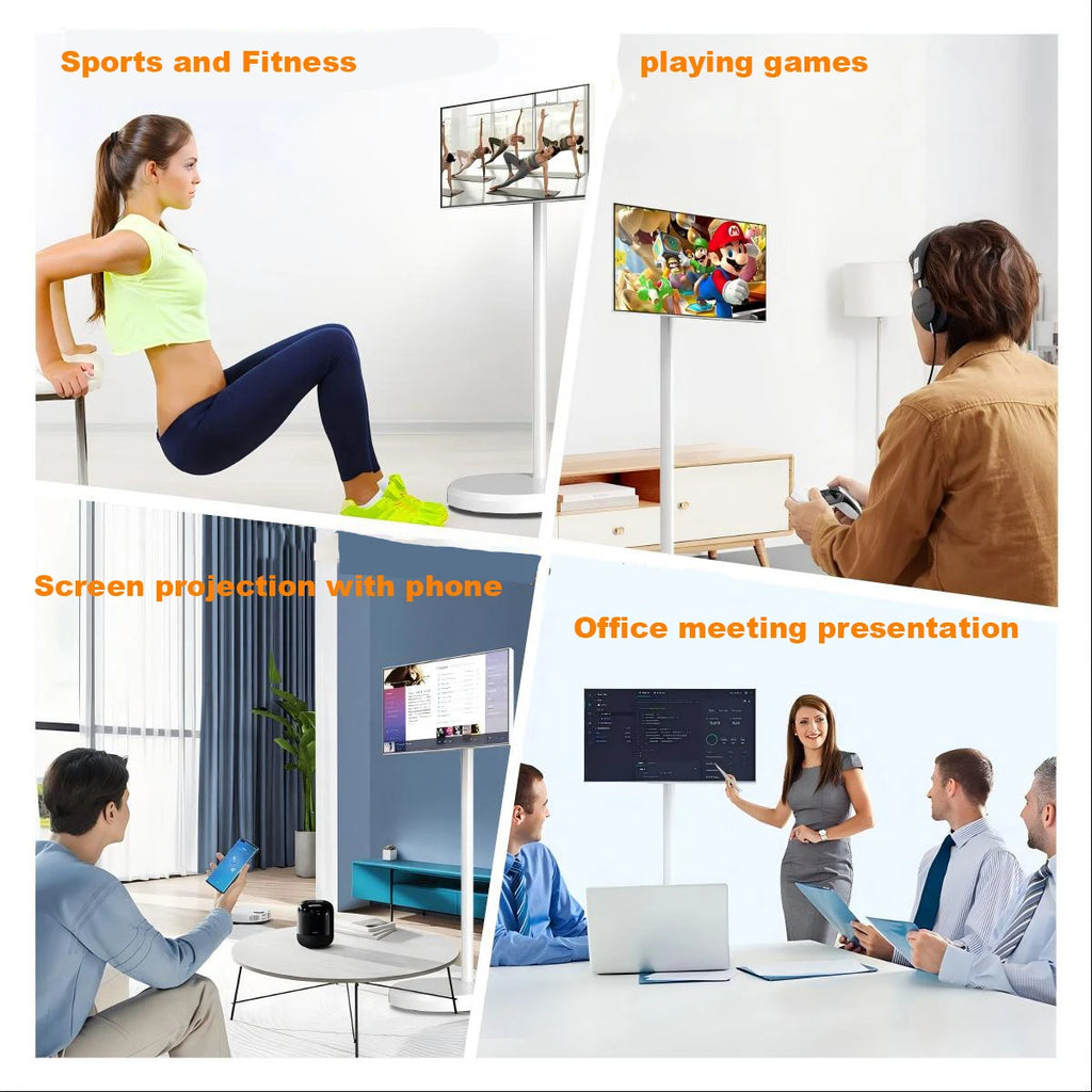 Smart Television 21.5" Inch Portable Tv Rollable Touch Screen Monitor Smart Digital Signage Display Mobile Portable Smart Tvs