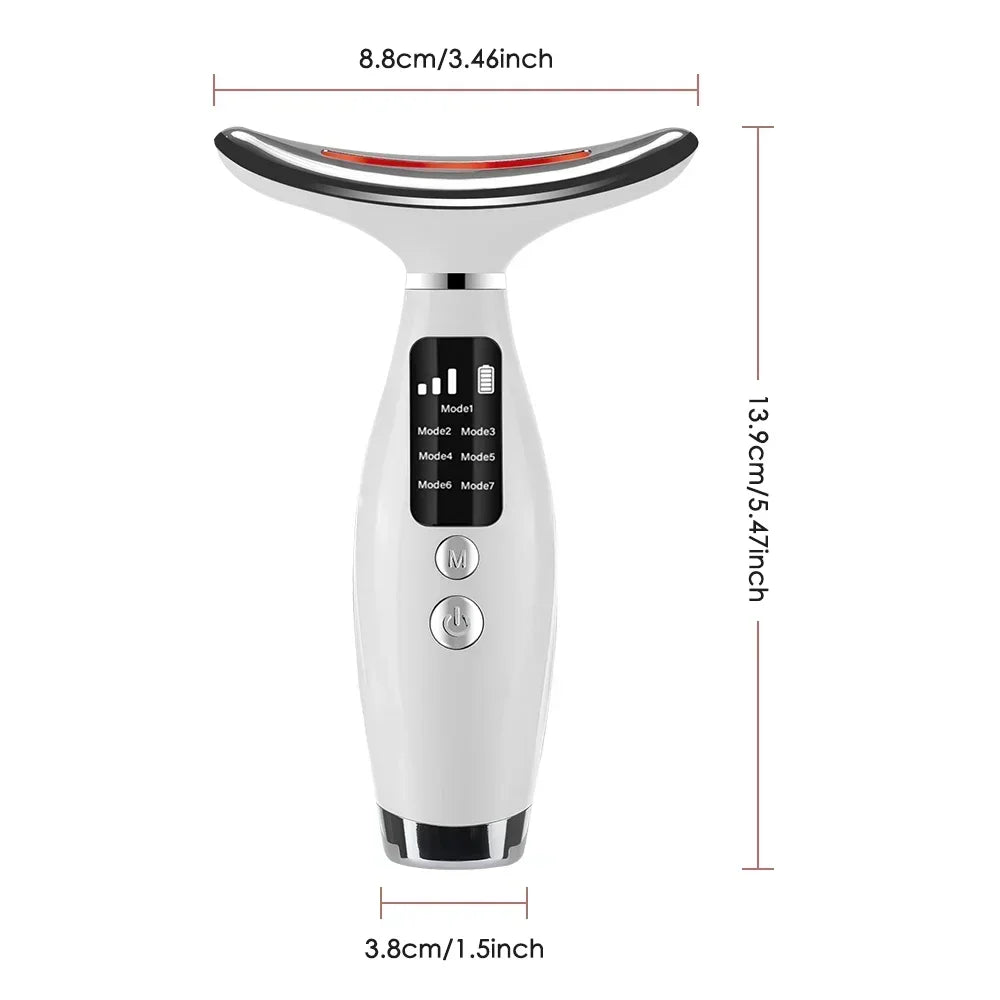 7 Colors LED Photon Therapy Face Neck Massager 3 Adjustable Gears Vibration Anti Wrinkle Skin Tightening Lifting Home Beauty Dev