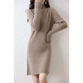 Fashion Cashmere Sweater Womens Knitted Dresses 100% Merino Wool Turtleneck Elegant Dress Autumn Winter Long Sleeve Short Skirts