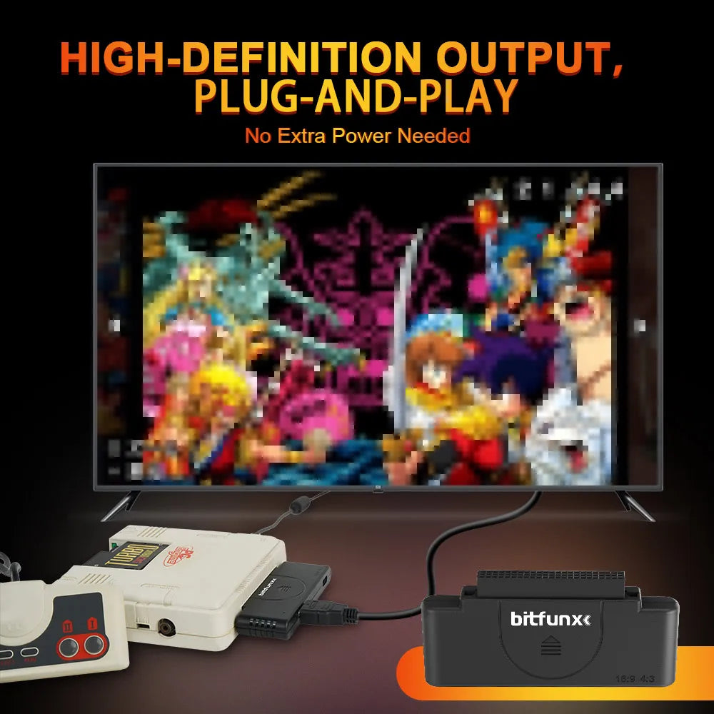 BitFunx RGB To 1080p HDMI™ Adapter For PCE PC Engine Console Support 16:9&4:3 Switching Video Conveter For Core Grafx Series