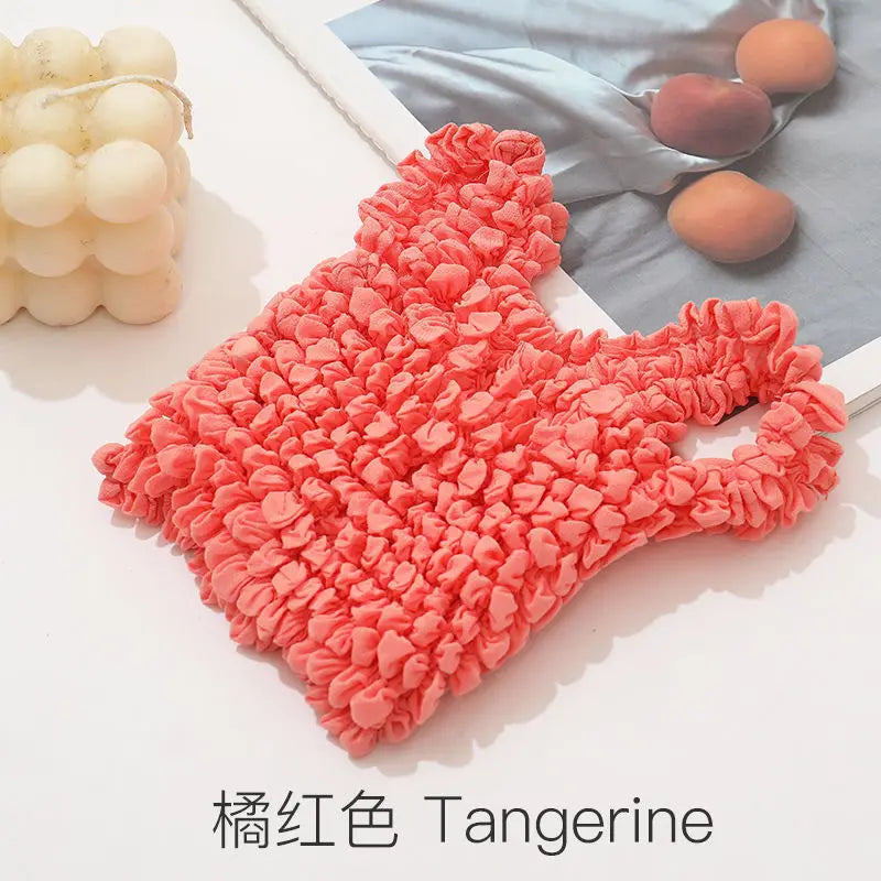 New Bubble Bags Expansion Fold Pleated Flexible Stretch Mini Shopping Bag Large Capacity Elastic Portable Handbag Storage Bag
