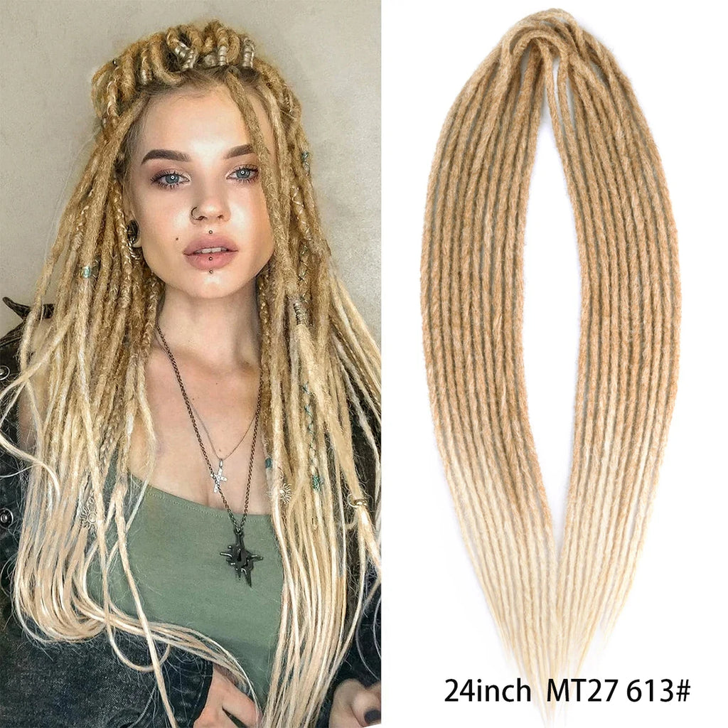 Dreadlock Extensions Handmade Crochet Hair Synthetic 24 36 Inches Dread Extension Crochet Braids For Women Dreadlocks Hair