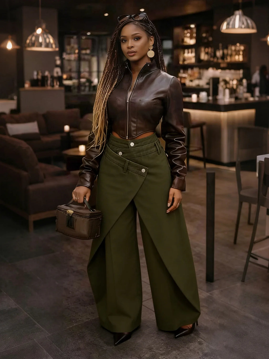 Vintage Washed Denim Wide Leg Pants Women Asymmetrical Wrap Overlap High Waist Y2K Streetwear Casual  Fashion Baggy Jeans