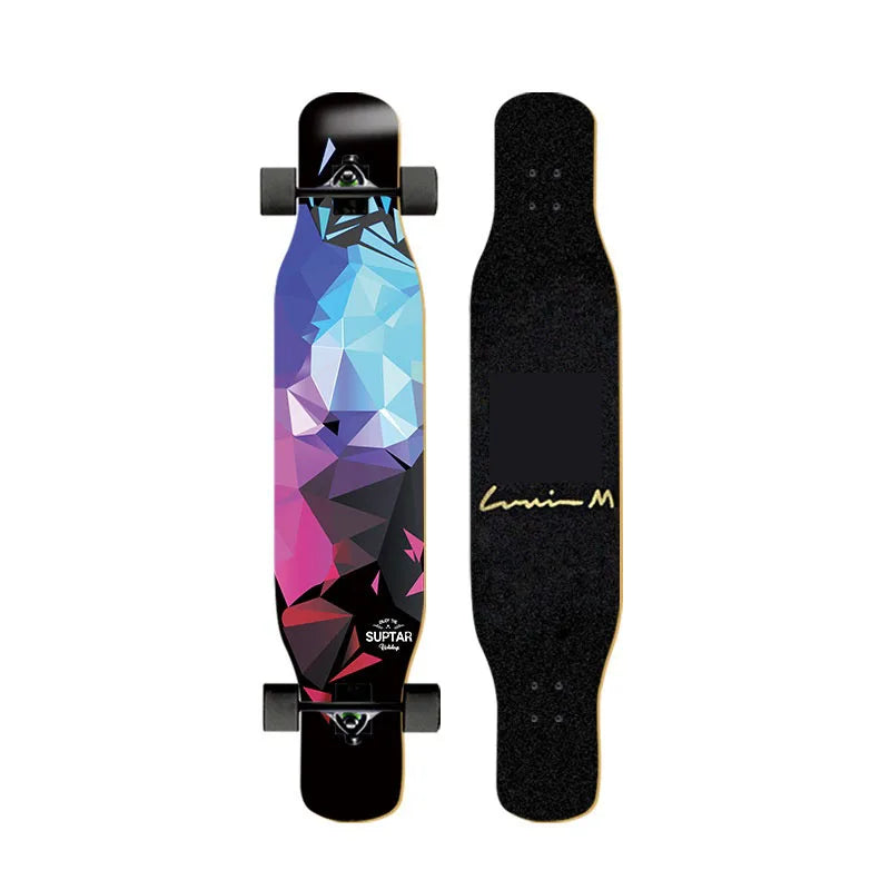 44-inch longboard skateboard for beginners, men, women, adults, professional double-kick dance board, youth maple wood four-whee