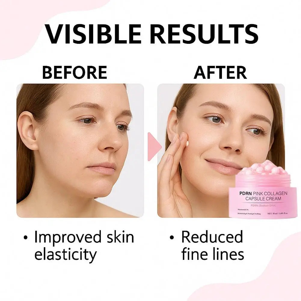 PDRN Collagen Capsule Cream with Niacinamide Rejuvenating Face Moisturizer Lightweight Plumping Cream Glow Skin Tone Skin Care