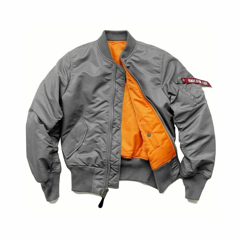 American Style Thickened Baseball Uniform Autumn Winter Army Green MA-1 Bomber Jacket Plus Size Stand Collar Work Jacket For Men