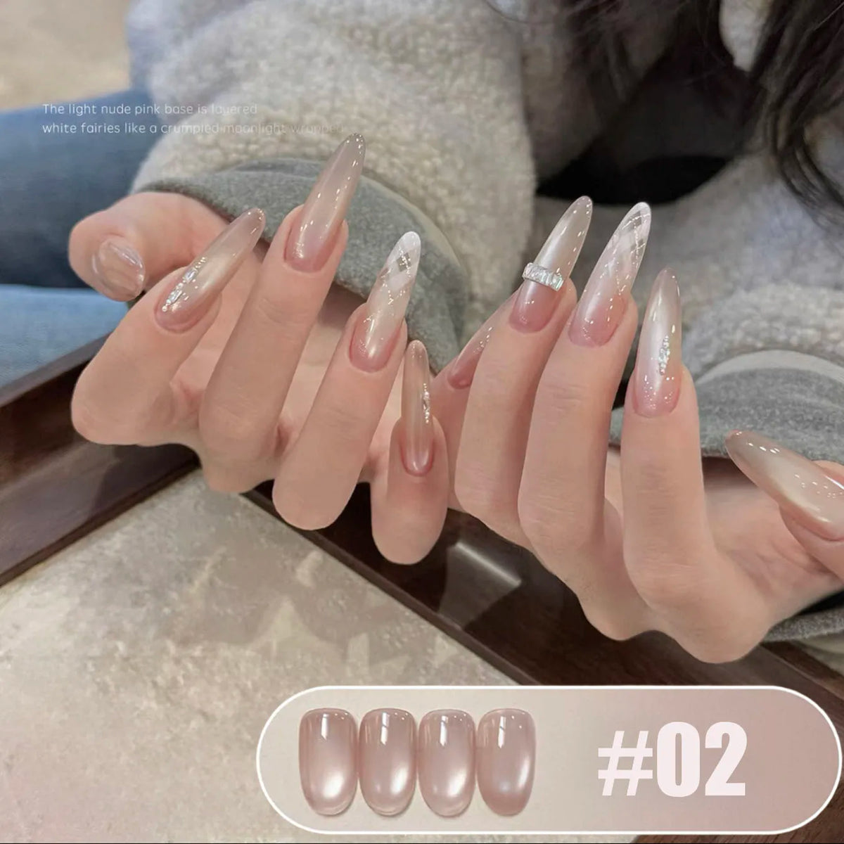 MIANEL 2026 10ML Lover Cat Eye Nail Gel Nude Pink with Sparkling Golden Light Glass Bead for Flattering Cat Eye Manicure