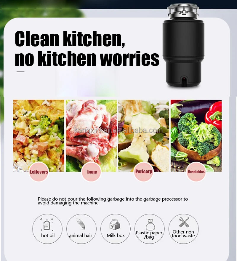 Airo Hot Sale Kitchen Food Waste Disposer Garbage Processor with Motor Sink Waste Crusher