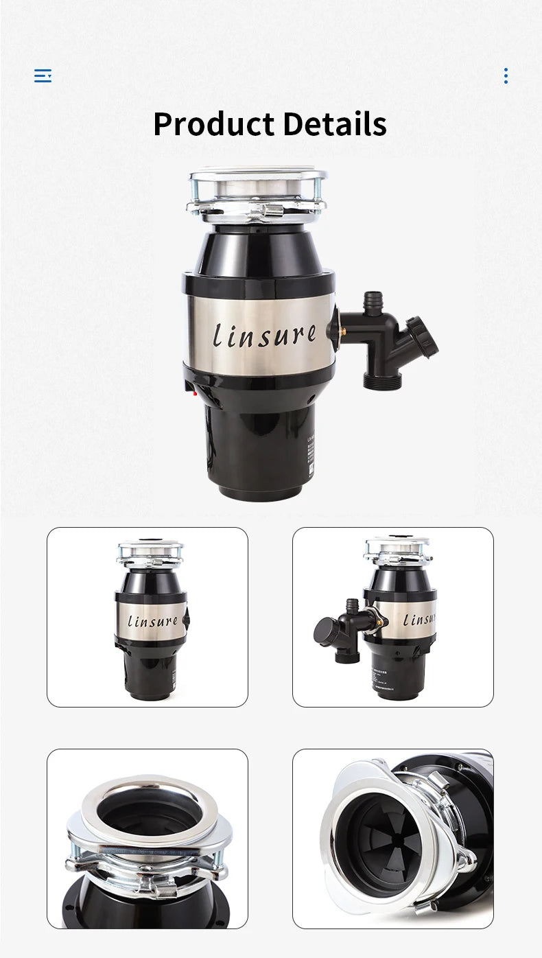 Home Machines Wireless Switch Food Waste Disposer Ultra-Quiet Kitchen Garbage Disposal Brushless Compact Waste Processor