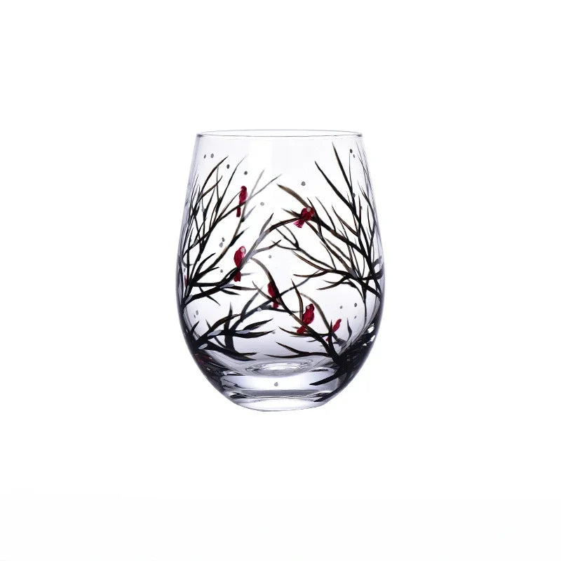 Creative Hand-Painted Crystal Goblet, Four Seasons, Wine Glasses, Drinking Glasses, Cocktail Glass