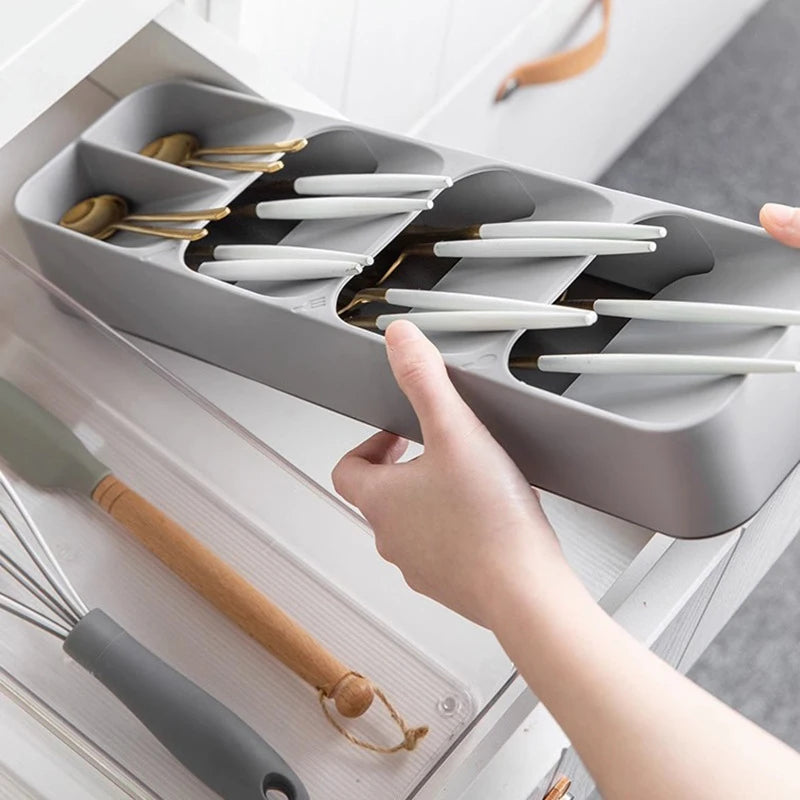 Kitchen Cutlery Organizer Knife Storage Spoon Forks Compartment Tableware Organizer Spice Bottle Storage Box