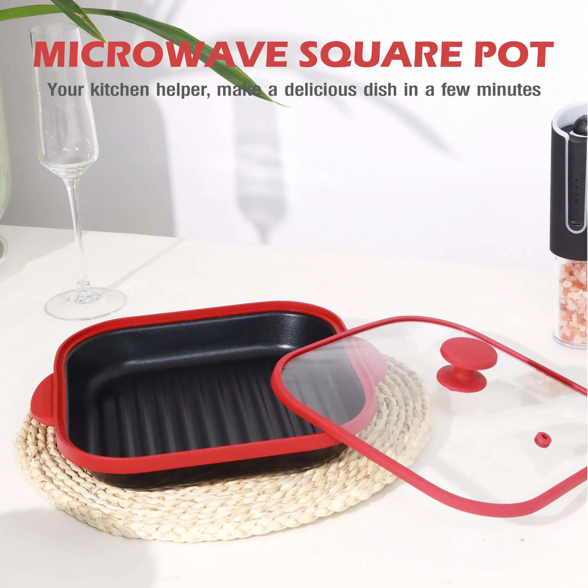Microwave Skillet, Covered Grill Pan & Crisper Tray – Microwave Cookware That Lets You Fry, Sauté, Cook, Brown, and Even Crisp F