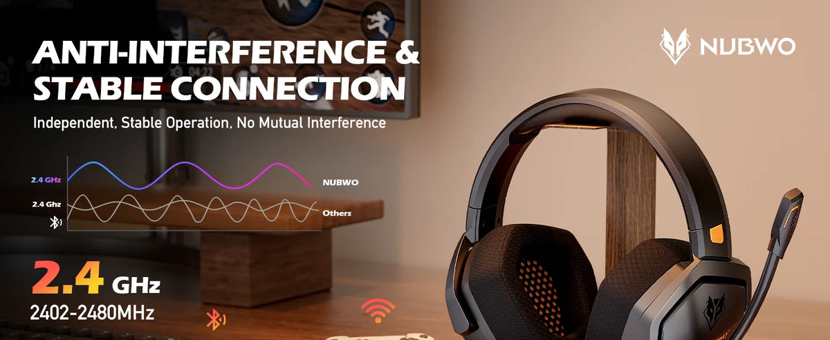 NUBWO G06 Gaming Headset 2.4GHz Bluetooth 5.3 Wireless Headphones Stereo Dual Mode Mic for PS5 PS4 PC Switch Mobile Phone Laptop