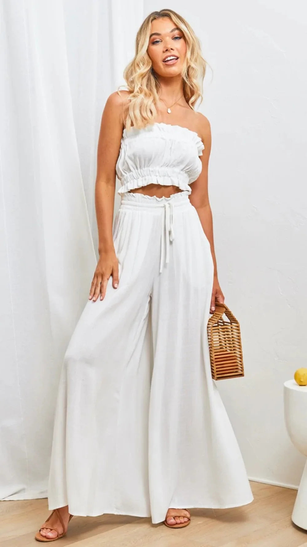 2026 Summer Comfortable Loose Wide Legs Trouser Women' S Pants Casual Simple Style All-match Holiday Vacation Fashion Chic Beach