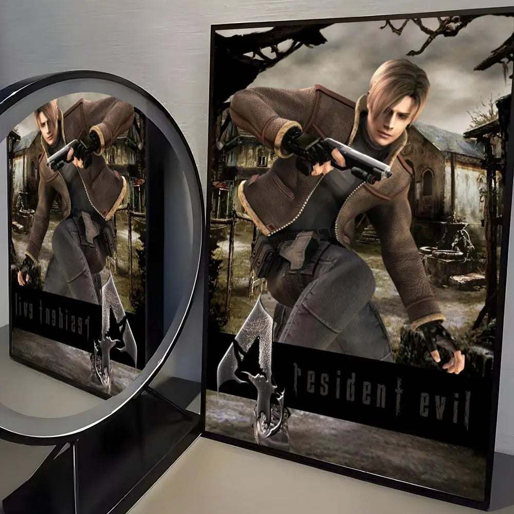 R-Resident Evil Game Poster Home Living Bed Room Bar Hallway Sticky Wall Art Printing Aesthetic Decor