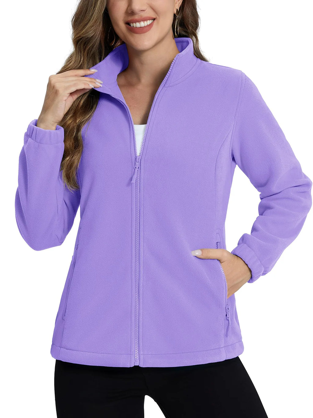 TACVASEN Women's Winter Fleece Jacket Lightweight Full Zip Sweatshirts Coat Casual Zipper Soft Warm Sweaters Outwear Female