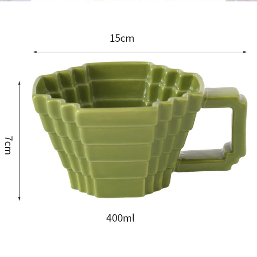 Ceramic Cups creative and individual solid colors, High-end underglaze color,Pixelated Mugs High appearance level drinkware Cup