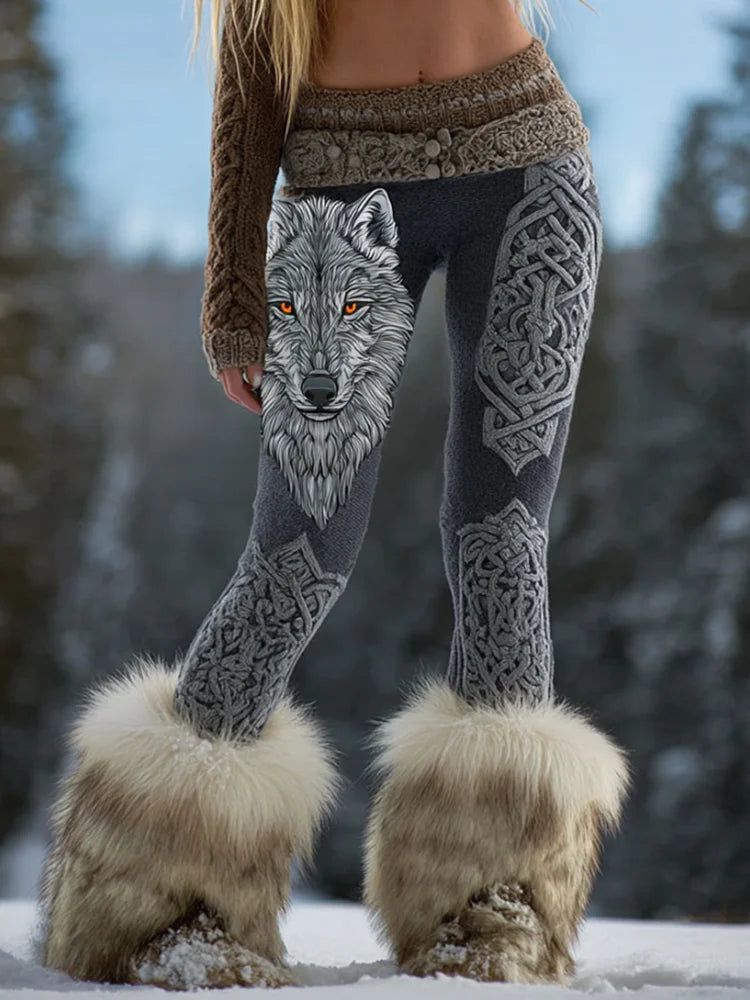 Women's Snow Wolf 3D Print Stretchy Workout Leggings Slim Tights Sexy Yoga Pants Trendy Fashion Clothes