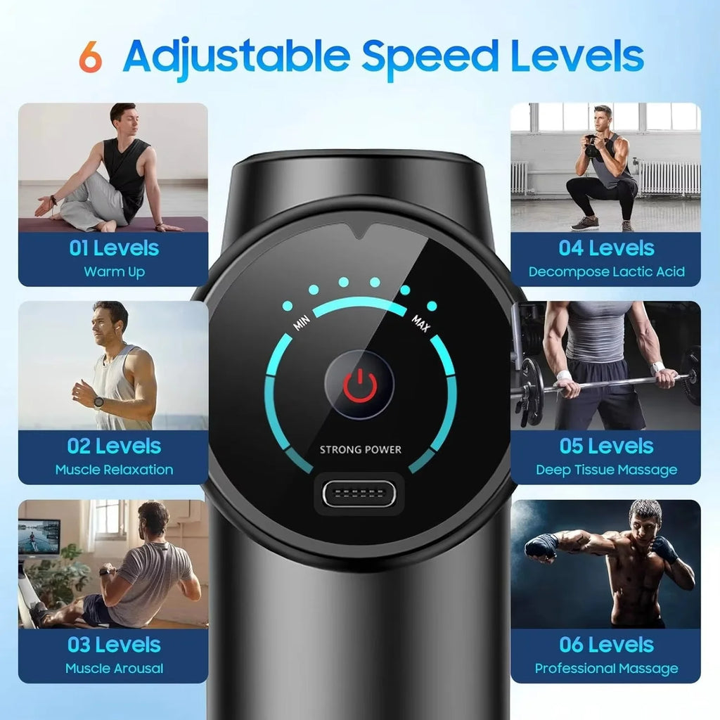 Professional Deep Tissue Massage Gun 6800RPM 10KG 6 Speeds 8 Heads Mini Portable Quiet Muscle Massager for Body Fitness Sports R