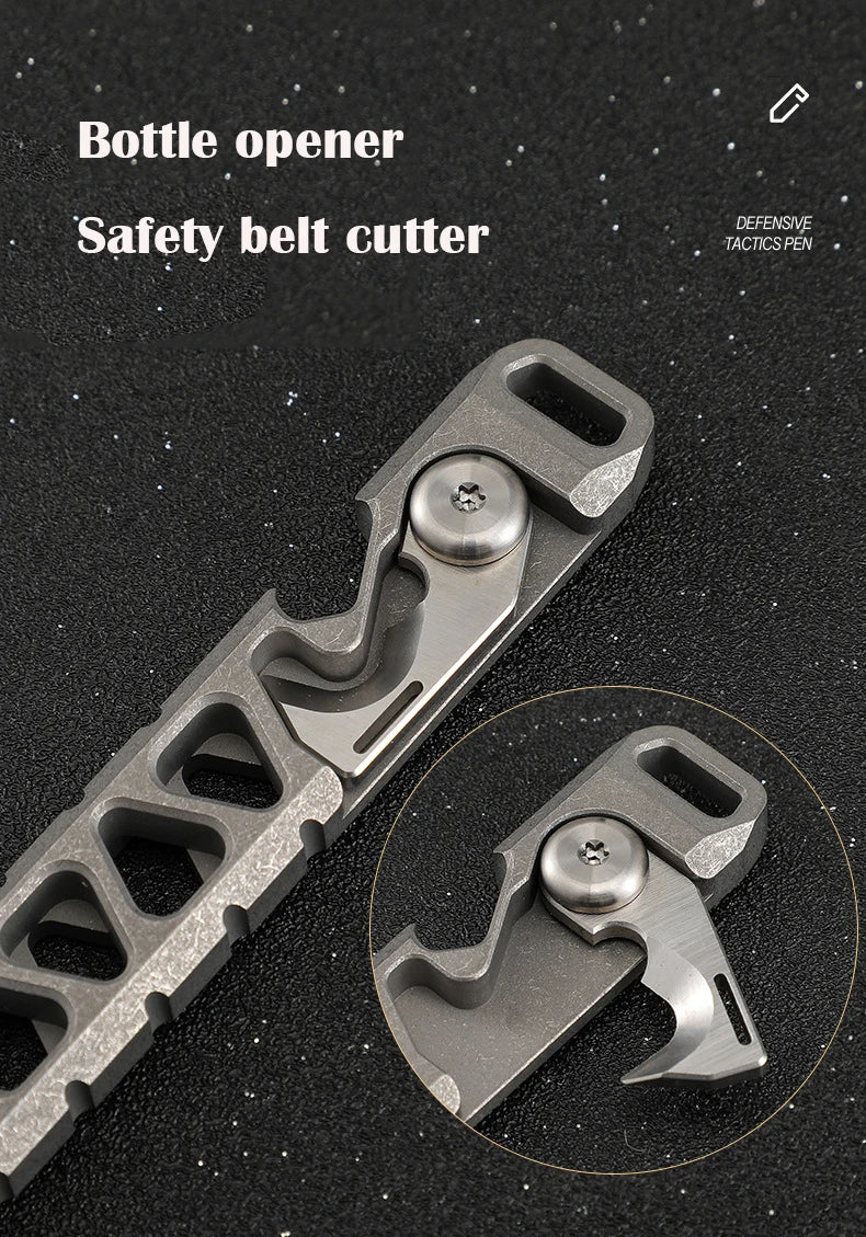 EDC Titanium Alloy Crowbar Portable Bottle Opener Safety Belt Cutter Outdoor Camping Gear Multifunction Tools