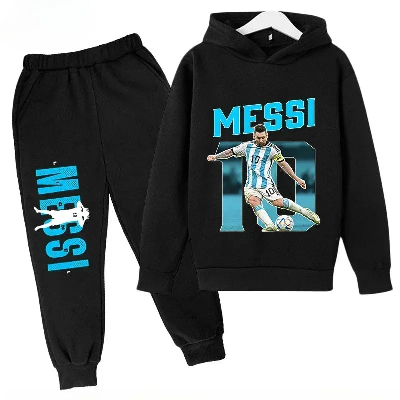 Spring Autumn Children's Set Sports Messi Print Hoodie Set Pants Suit 2pcs Set Boys Girls Kid Clothing Casual Fashion Tracksuit