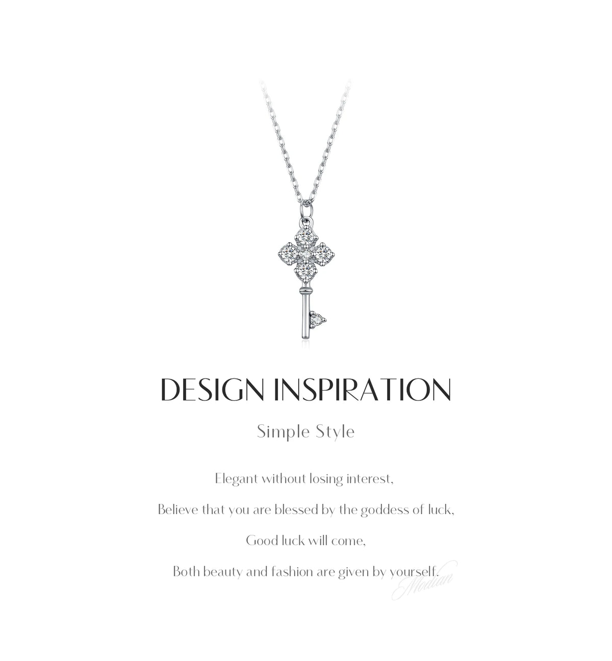MODIAN D Color Moissanite Four Leaf Clover Key Pendant Necklace 925 Sterling Silver Lab Diamond Chain Fine Jewelry For Women