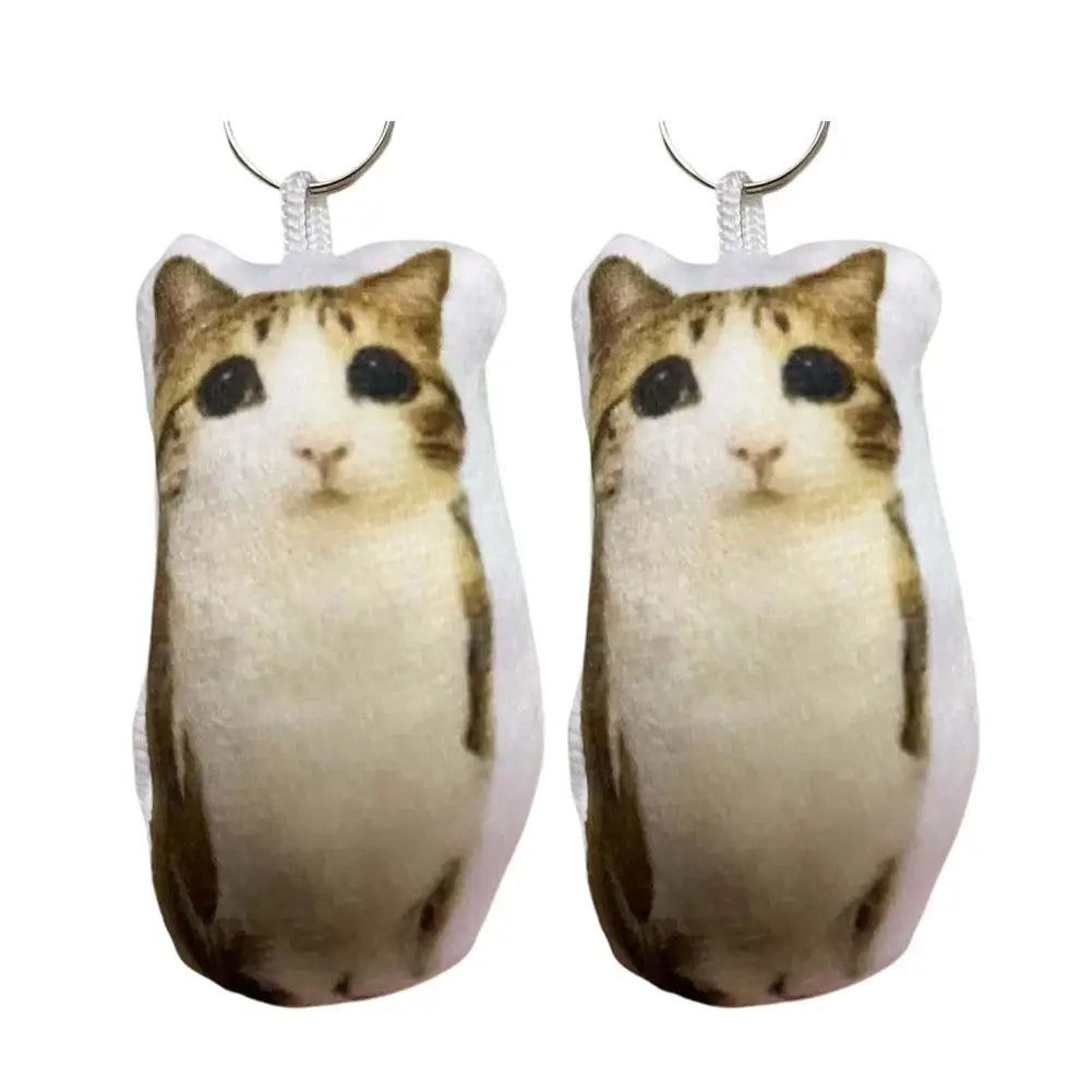 Cute Meowl Plush Keychain with Realistic Cat Sound Squeeze Voice Toy Funny Photo Realistic Cat Face Pendant for Bag Backpack
