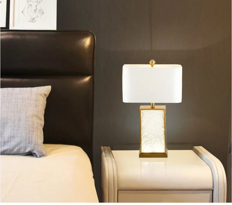 Modern Table Lamps Silk Fabric Lampshade Bedroom Bedside Lamp Ambient Light Modern  Simple Desktop Decoration