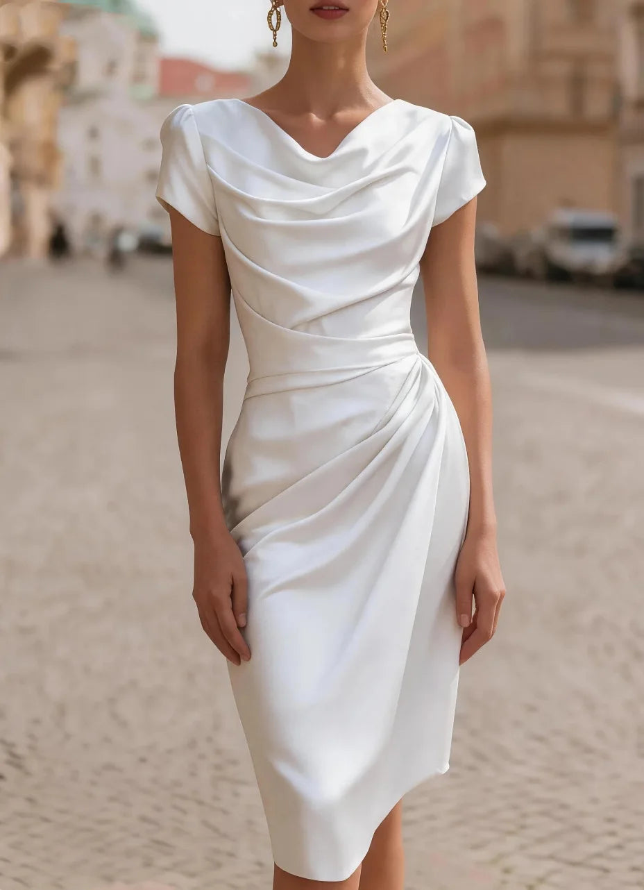 Spring Summer Dress Women's Elegant White One-Shoulder Commuter Dresses 2026 Trends Midi Skirt Business Party Dress Robe