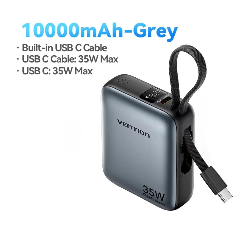 Vention NEW 10000mAh 35W Power Bank Fast Charge Portable Mini 3C PowerBank for iPhone 17 Xiaomi External Spare Battery Charger