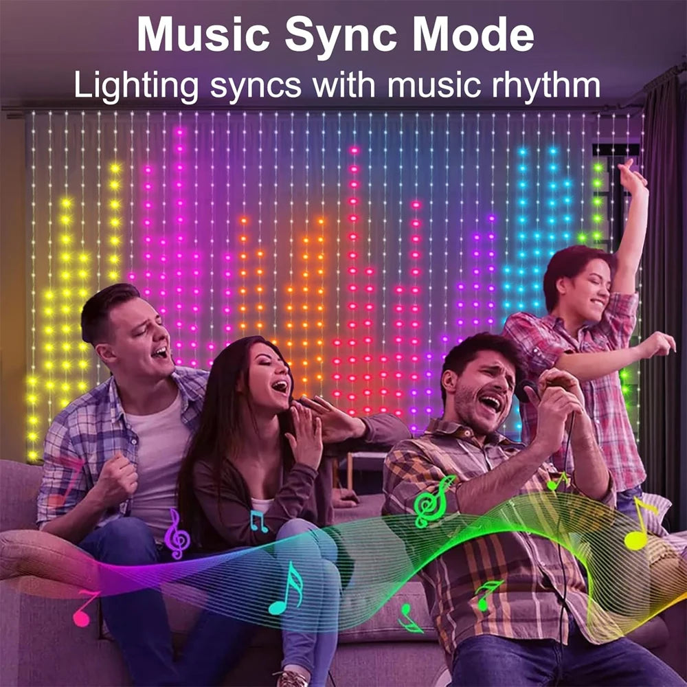 Smart LED Curtain Lights LED Fairy Lights App Control Music Sync DIY Pattern Waterproof for Indoor Outdoor Party Decor