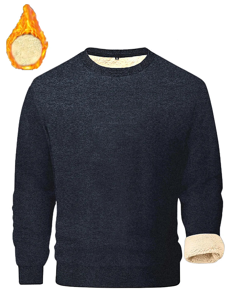 Lamb Fleece Round Neck Top for Men in Winter with Thick and Warm Fleece Hoodie