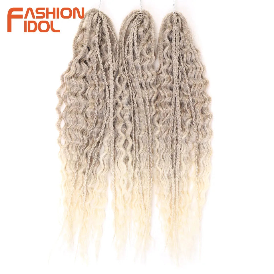 FASHION IDOL 24 Inch Ariel Hair Synthetic Crochet Curly Hair Water Wave Braid Hair Ombre Pink Deep Wave Braiding Hair Extensions