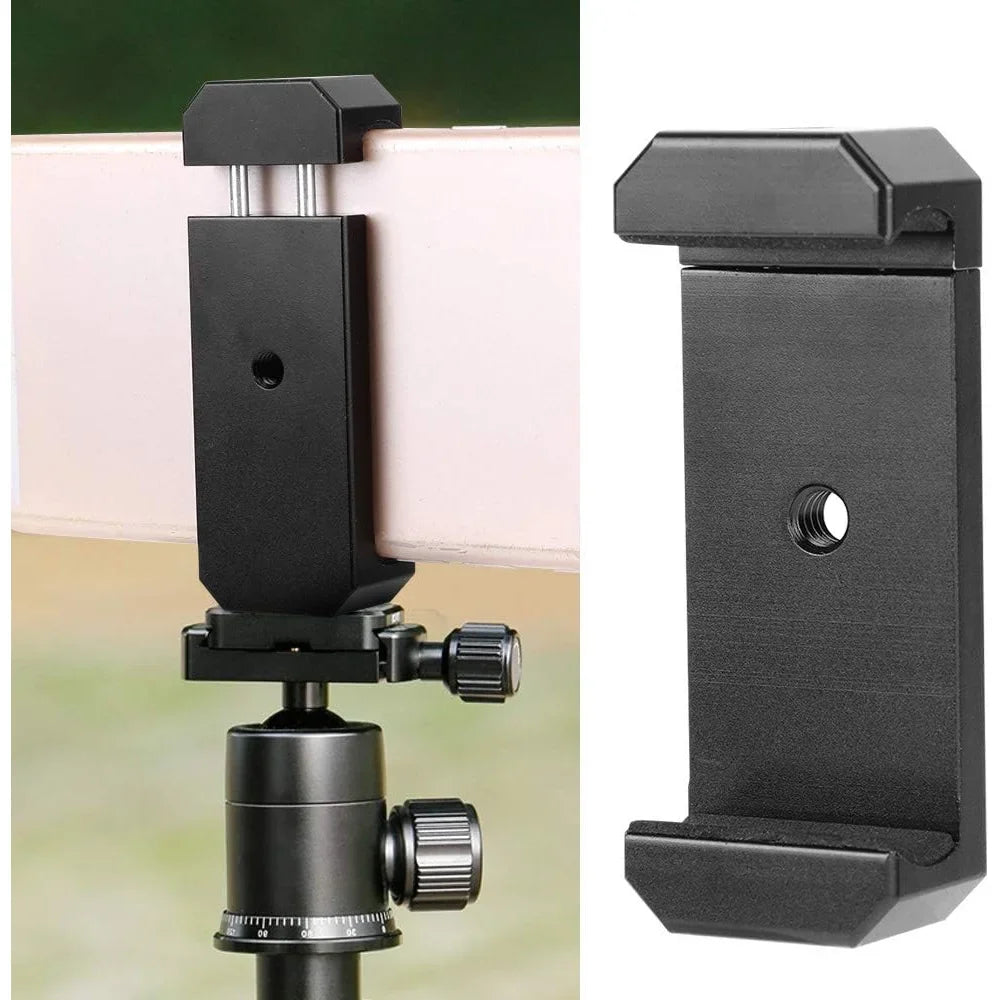 Aluminum Alloy Mobile Phone Clip Holder Extendable Cell Phone Clamp Bracket Stand For Smartphone with 1/4 Inch Screw Hole