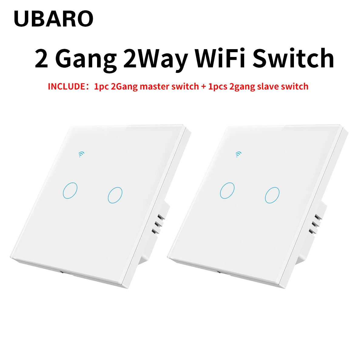 UBARO EU Standard 2 Way Wifi Smart Wall Switch Multi Control Voice Timer Sharing Function Works With Tuya App Home Improvemet