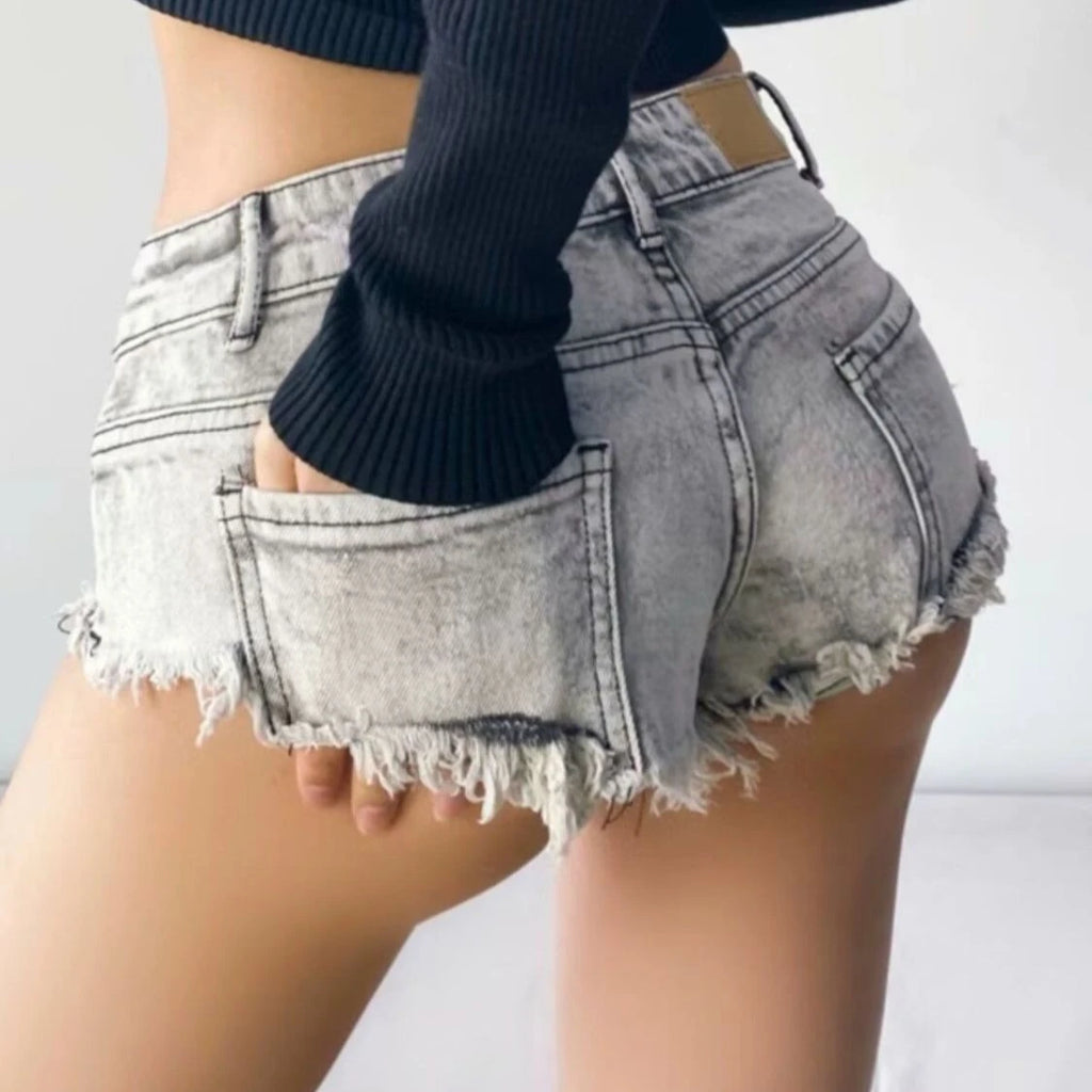 Women Summer Low Waist Denim Shorts Stretchy Short Jeans Hot Pants Sexy Triangle Design Butt Enhancer Casual Streetwear DURIKIES