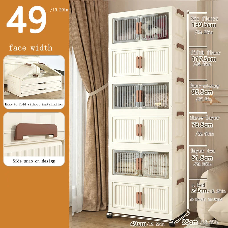 Folding Storage Cabinet Wall Mounted Foldable Locker Compact Organizer for Home Office Space Saving Design