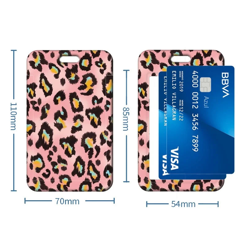 Leopard Print Card Holder Retractable Clip Business ID Badge Card Case Reel Yoyo Employee Cards Cover Workers Hang Certificates