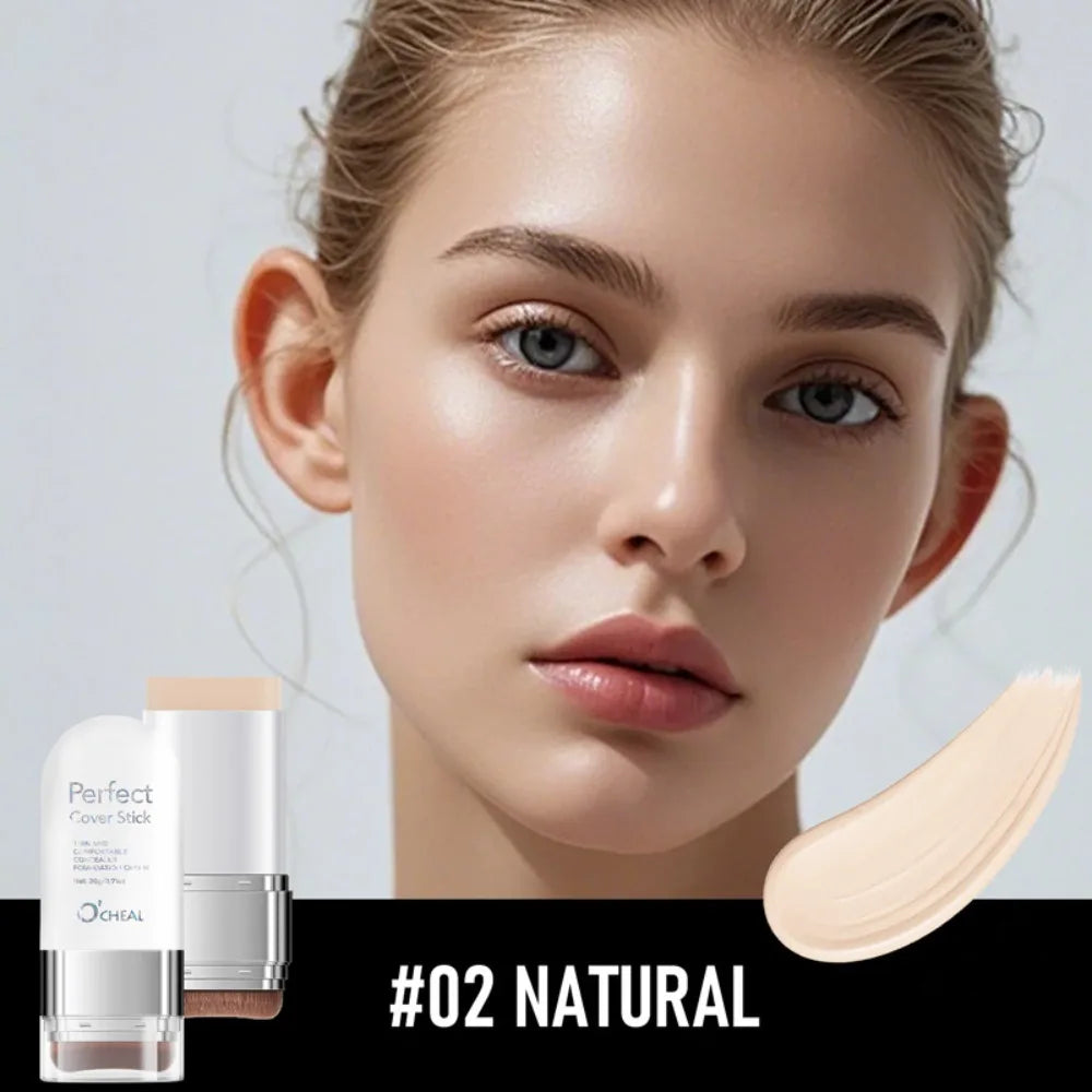 Thin and Comfortable Perfect Cover Stick Waterproof Long-lasting Foundation Cream with Brush Instant Natural